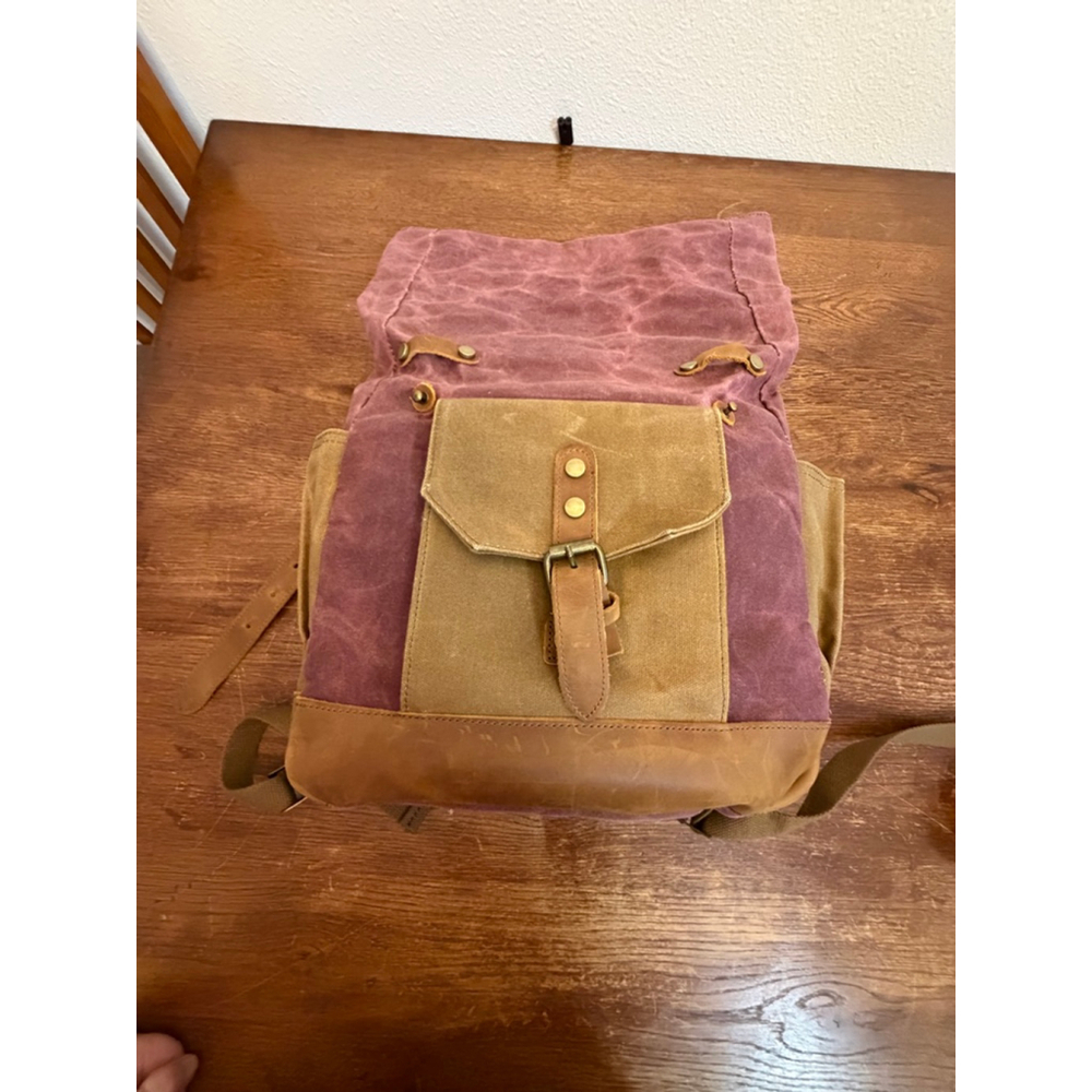 Epiphanie Savannah Waxed Canvas Leather Camera Backpack Burgundy DSLR Bag w Inse